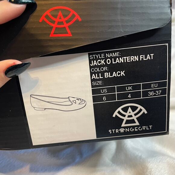 STANGECULT Jack O Lantern All Black Round Halloween Goth Flats‎ 6 Spooky - Picture 6 of 7